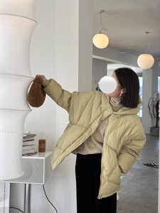 【现货】秋冬新款韩宽松连帽羽绒服达标90白鸭绒图片