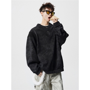 WY10175 特P42 现货春季新款螺纹拼接高质量连帽大码卫衣上衣男图片