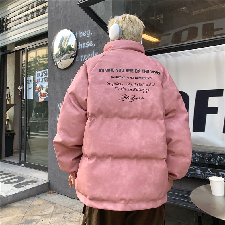 港风立领PU皮复古做旧金属印花字母设计棉衣男MY77732P130控178,男装棉衣,星座227-7