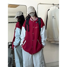 抖音得物高品质重磅全棉二开360克立领棒球服开衫卫衣外套1203，女装短外套，电商A486
