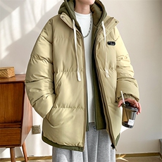 假两件棉服外套男女同款冬季宽松休闲加厚保暖棉衣情侣连帽夹克潮，男装棉衣，星座214-3