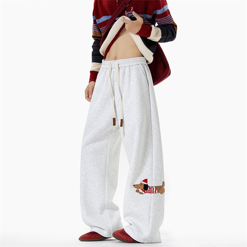 特批P42无差价秋季华棉420g时尚潮流腊肠狗刺绣大码休闲裤男K5962，男装休闲裤，电商A001