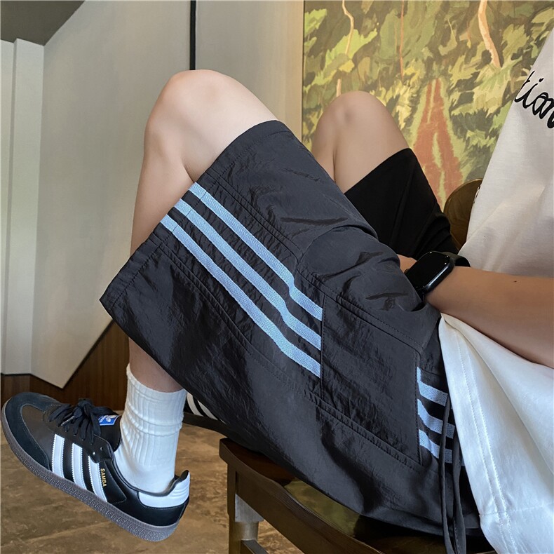 抖音品质夏季新款美式条纹运动宽松五分裤B315-K25792-特p25控48,男装牛仔裤,电商B315