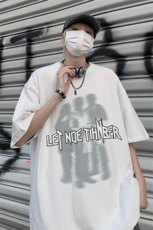 B239-1092-P25模糊人像字母印花夏季重磅落肩袖短袖T恤港风，男装T恤，星座514-2(原B239)