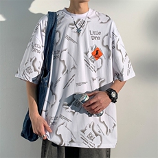 2024新款短袖男士大码t恤夏季大码胖子宽松印花上衣服潮流体恤，男装T恤，星座410-7