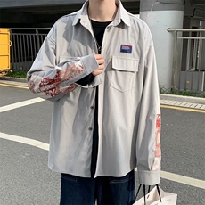 春秋衬衫男休闲口袋衬衣男装宽松印花外套工装修身上衣LS531P39，男装衬衫，星座1013-5