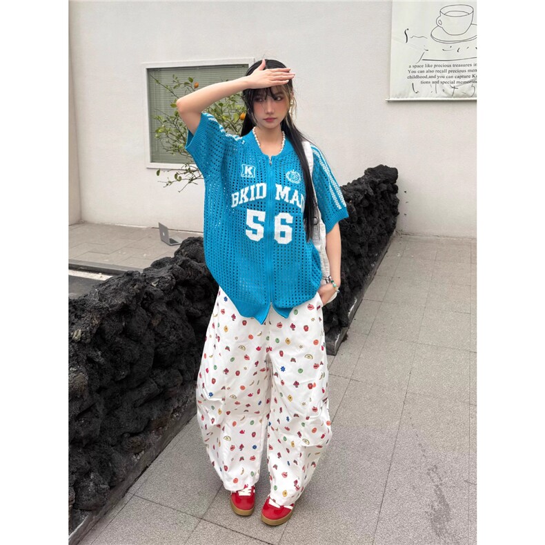 美式镂空透气针织短袖衬衫夏季透气辣妹ins街头拉链外套,男装衬衫,星座1210-1