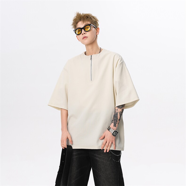 现货夏新重磅亨利领肌理感短袖T恤宽松潮流男513DT3537P33，男装T恤，星座513