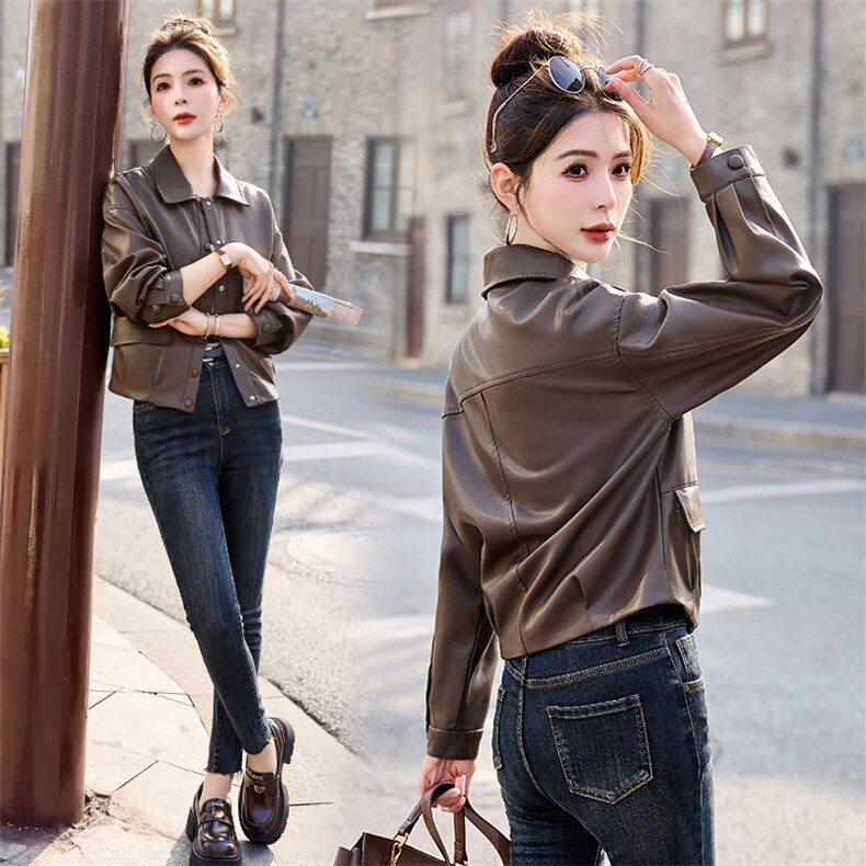 2025年春季百搭短款皮外套，女装皮衣，魅家