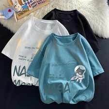 DX17187-P20NASA联名同款纯棉短袖t恤男大码半袖打底衫宽松平铺,男装T恤,电商A040