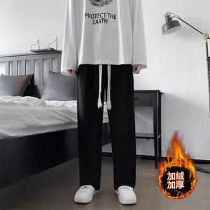 新款S-3XL抽绳直筒加绒裤子男秋冬宽松潮ins休闲长裤 K1681-P30图片