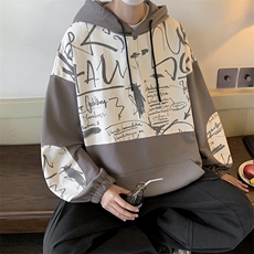 特P55限98高品质纯棉2024秋冬拼接复古连帽卫衣男潮流上衣XW221，男装卫衣，电商B370