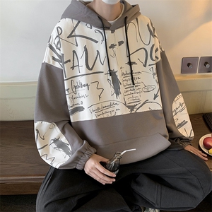 特P55限98 高品质纯棉2024秋冬拼接复古连帽卫衣男潮流上衣XW221图片