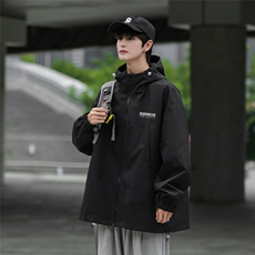 港风外景24春季时尚连帽冲锋衣开衫情侣夹克外套F382P65控88，男装夹克，电商A247