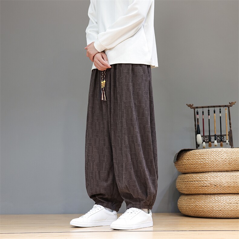 2025秋冬风灯芯绒复古灯笼裤宽松束脚超大码民族风2538-P65，男装民族服装，电商A057B