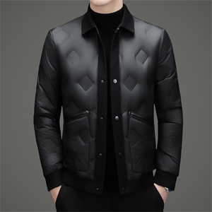2025冬季新款男士翻领羽绒服50绒子白鸭绒时尚商务休闲羽绒服外套图片