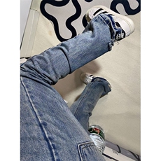 【有货】美式vibe微喇毛边牛仔裤男直筒裤脚破洞裤子D99HH-特P52，男装牛仔裤，星座1007（原301D）