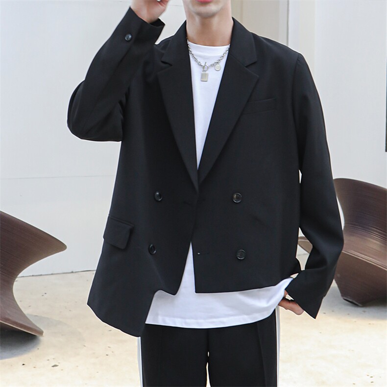 2021春装新款西装港风复古宽松双排扣不规则下摆外套A202XZ08,男装西服,星座1311（原A202）