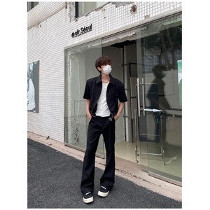 W10811-P35 网图现货 美式高街廓形西裤休闲裤直筒微喇裤子图片