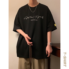 冰氧仿棉短袖港风暖光夏季休闲百搭字母印花男上衣TC3152-P22控48，男装T恤，星座717