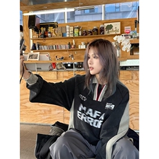 麂皮绒POLO领卫衣男女新款宽松bf美式潮学院风上衣W128，男装卫衣，星座1116A（原606A-3）