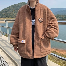 2023新款情侣装羊羔绒夹克男春秋冬季潮牌棉衣外套上衣W6251-P72，男装棉衣，星座512-2