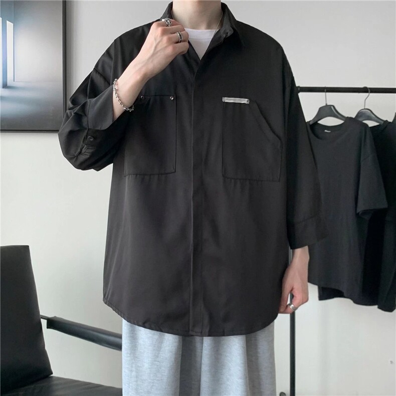 春夏季新款衬衫潮流慵懒男方领宽松型衬衫C185P18,男装衬衫,星座1116-2