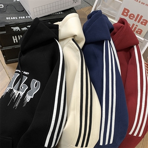 904-2-CD608-P55控88秋装重磅特殊印花三竿连帽卫衣宽松男女图片