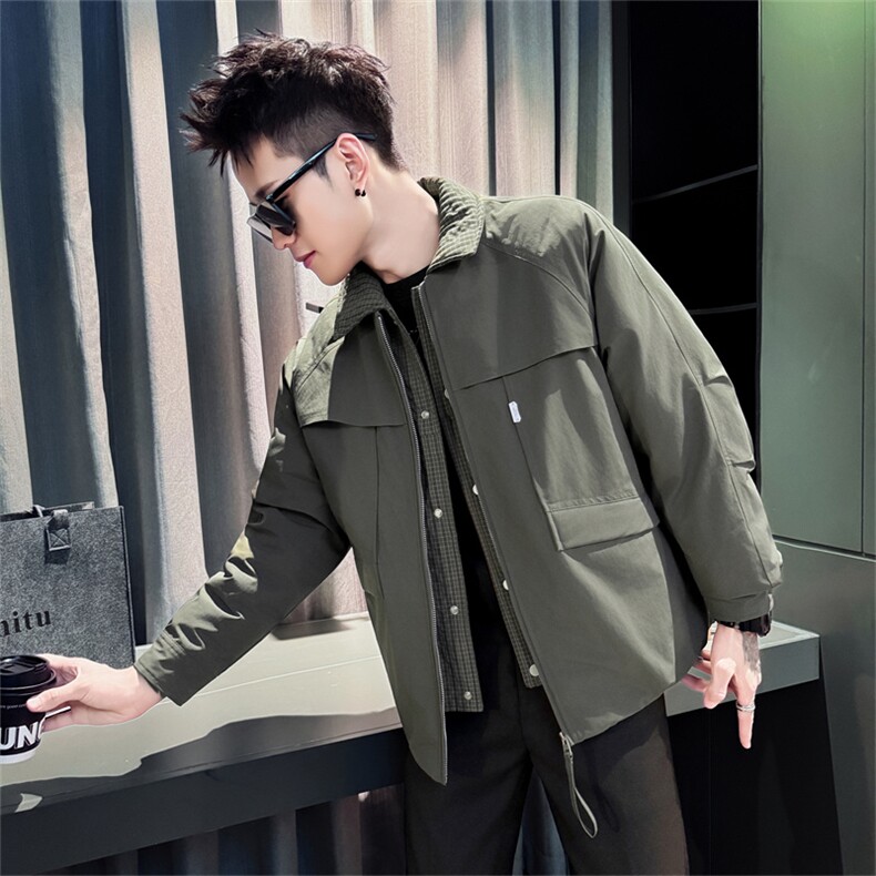 MY9611-P148控198男士潮流翻领棉服上衣冬季加厚黑色棉袄新款拼接,男装棉衣,星座102A（原电商D309-1）