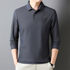 2024主推高品质男长袖T恤中年时尚休闲上衣POLO衫上衣QP1757-P65，男装Polo衫，星座1105-3