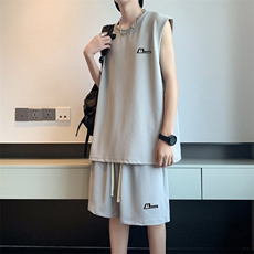 酒店冰丝无袖套装透气超薄舒适百搭抗皱速干TZ81-特批68，男装休闲套装，星座718