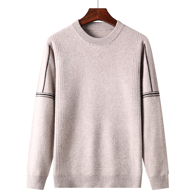 秋冬男士长袖羊毛毛衣男纯色圆领针织打底上衣QLM77811-P170，男装针织衫/毛衣，电商B212（原钱塘6029）