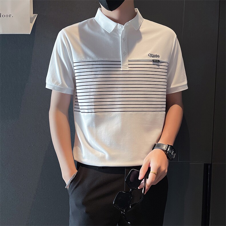 TX19-P55男T恤夏季短袖半袖新款上衣夏装半截袖POLO衫黑1控70,男装T恤,电商D327