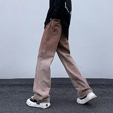 渐变牛仔裤男oversize美式高街直筒休闲裤潮牌阔腿长裤N9234-p48，男装牛仔裤，星座1008
