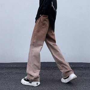 渐变牛仔裤男oversize美式高街直筒休闲裤潮牌阔腿长裤N9234-p48图片