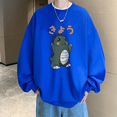 华夫格卫衣圆领卫衣男大码长袖t恤男外套HW76037-P30加绒款-P40，男装卫衣，电商A040