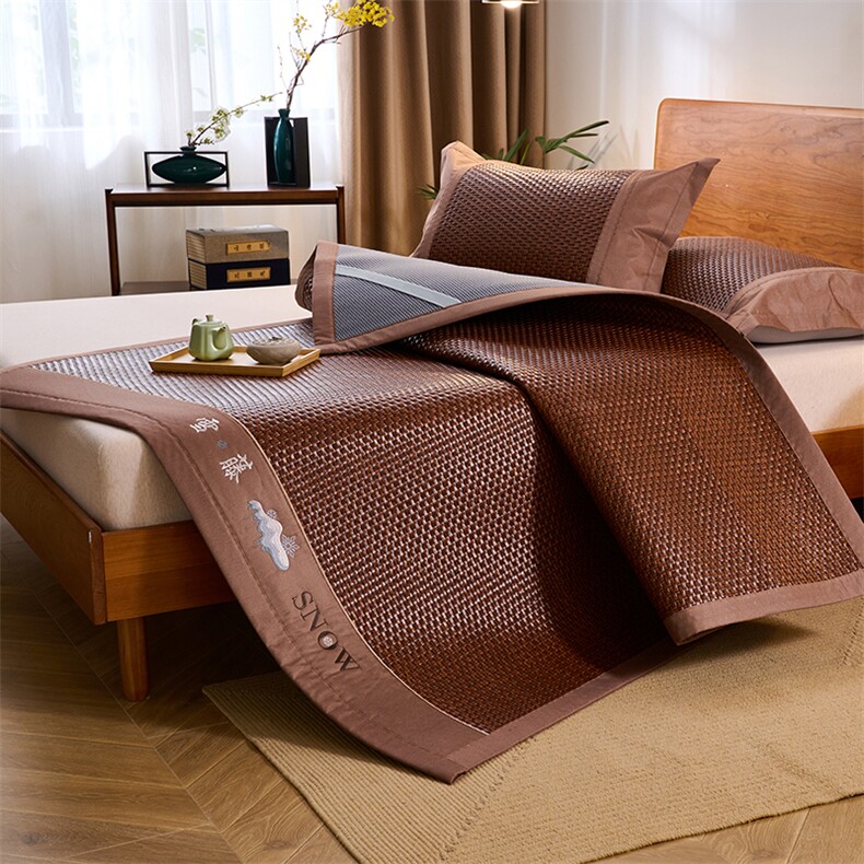 新款PE雪藤刺绣工艺款凉席，凉席，一起卖家纺