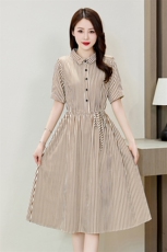 棉麻连衣裙夏季2024新款衣服大码女装超好看高端精致气质连身裙子，女装连衣裙，罗得堡