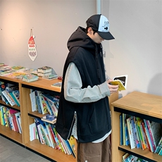 欧美字母气泡马甲男痞子帅气连帽2025秋季ins新款外套W4770-P35，男装背心/马甲，星座412