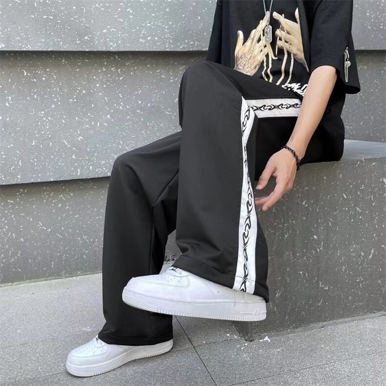 高街裤子男夏季薄款日系坠感潮流宽松运动休闲裤E046P25,男装休闲裤,星座1116-2