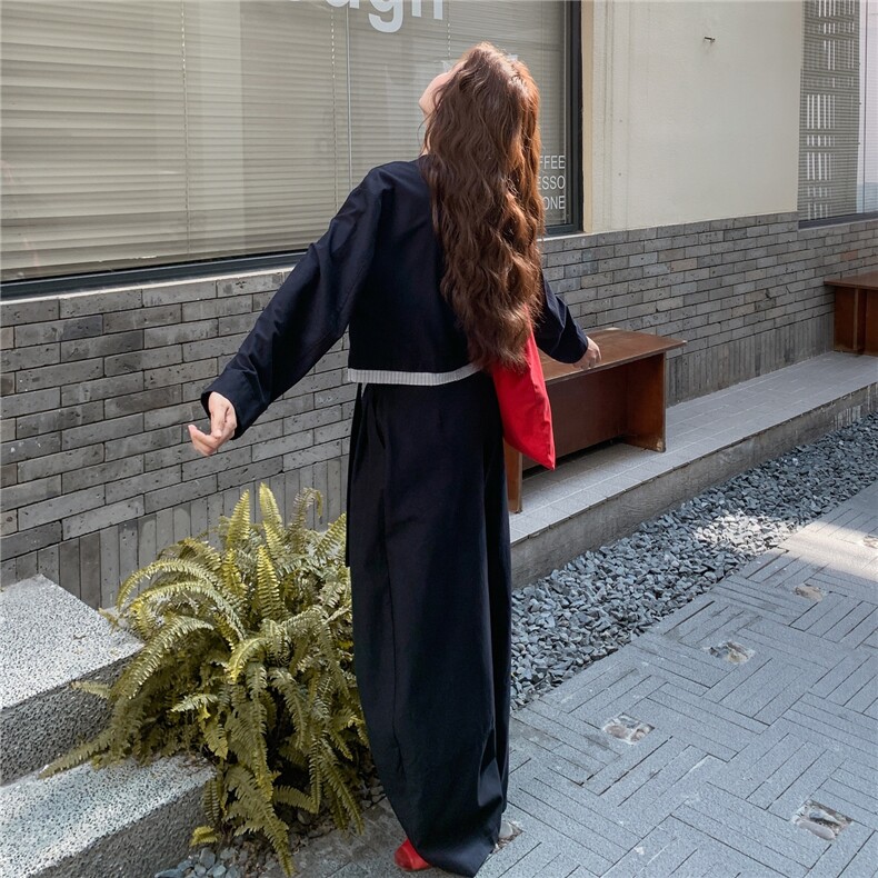 条纹下摆拼上衣腰部飘带弯刀裤两件套2C239-H95-P180-K288,女装套装/套裙,2C239