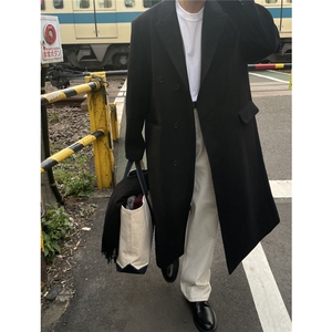 秋冬季新款毛呢大衣男中长款过膝高级感呢子风衣外套韩版宽松潮流图片