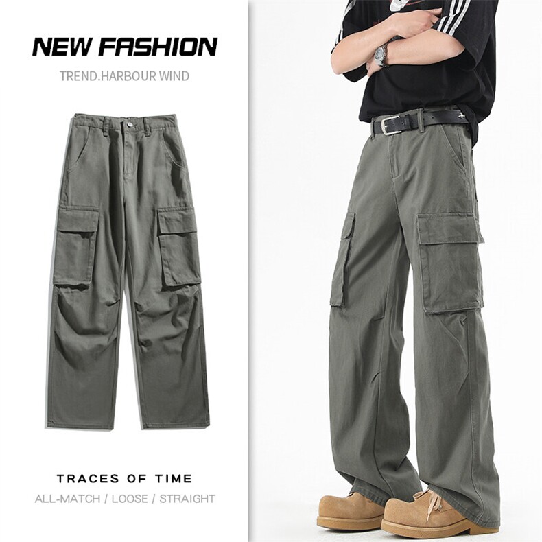 半松紧纯棉工装大口袋休闲裤K2526P60，男装休闲裤，电商D325