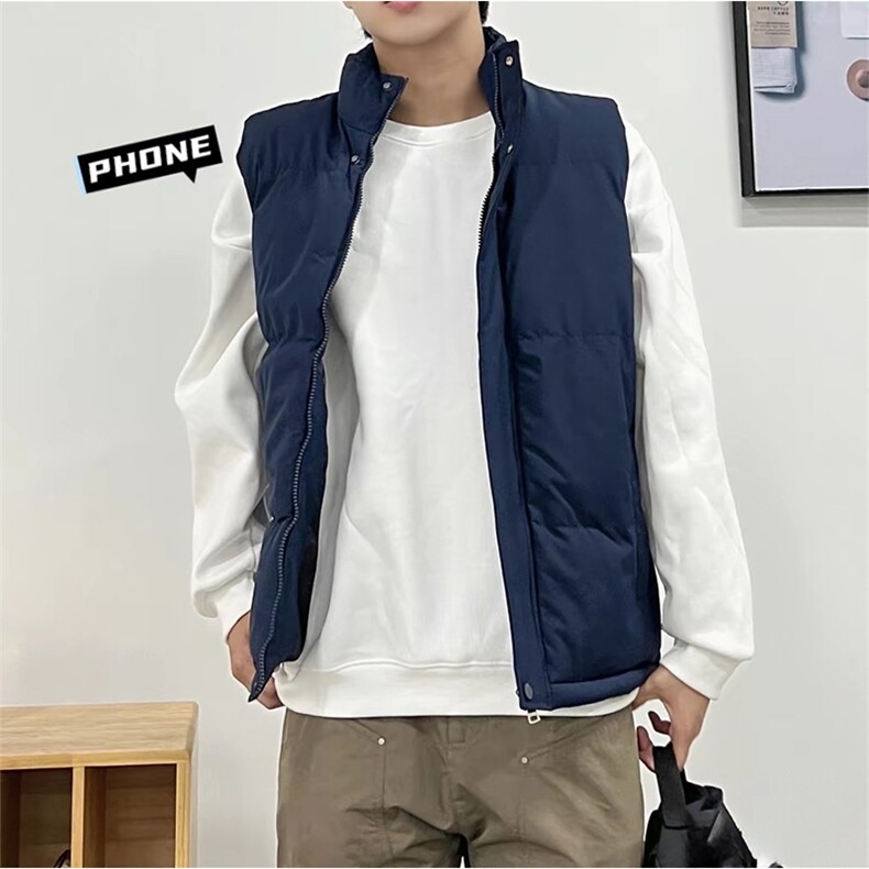 现货5W件冬季三防硬挺boxy短款立领棉衣马夹外套加厚马甲保暖棉服，男装棉衣，电商A443