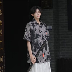 风2025夏文艺ins简约新款冰丝短袖衬衫CS43P30，男装衬衫，星座1108