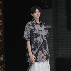 风2025夏文艺ins简约新款冰丝短袖衬衫 CS43 P30图片