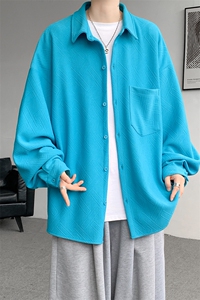衬衫男春季新款港风宽松大码提花长袖衬衣CS026-P42图片