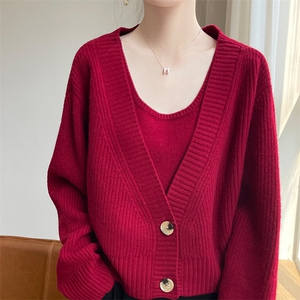 春秋短款开衫女外套麻花毛衣针织大v领上衣高腰显瘦羊毛衫，女装羊毛衫，盛鼎羊绒