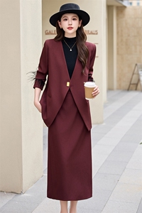 西装套装裙女2025春秋设计感羽毛袖宽松显瘦西服外套半身裙两件套图片