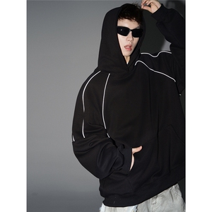 可二开反光条大码M-5XL卫衣男面料:50%棉50%涤纶WY78123P53控88图片